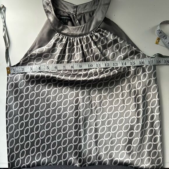 INC International Concepts 100% Silk Gray Print Halter Midi Dress Size 4 - Picture 5 of 7